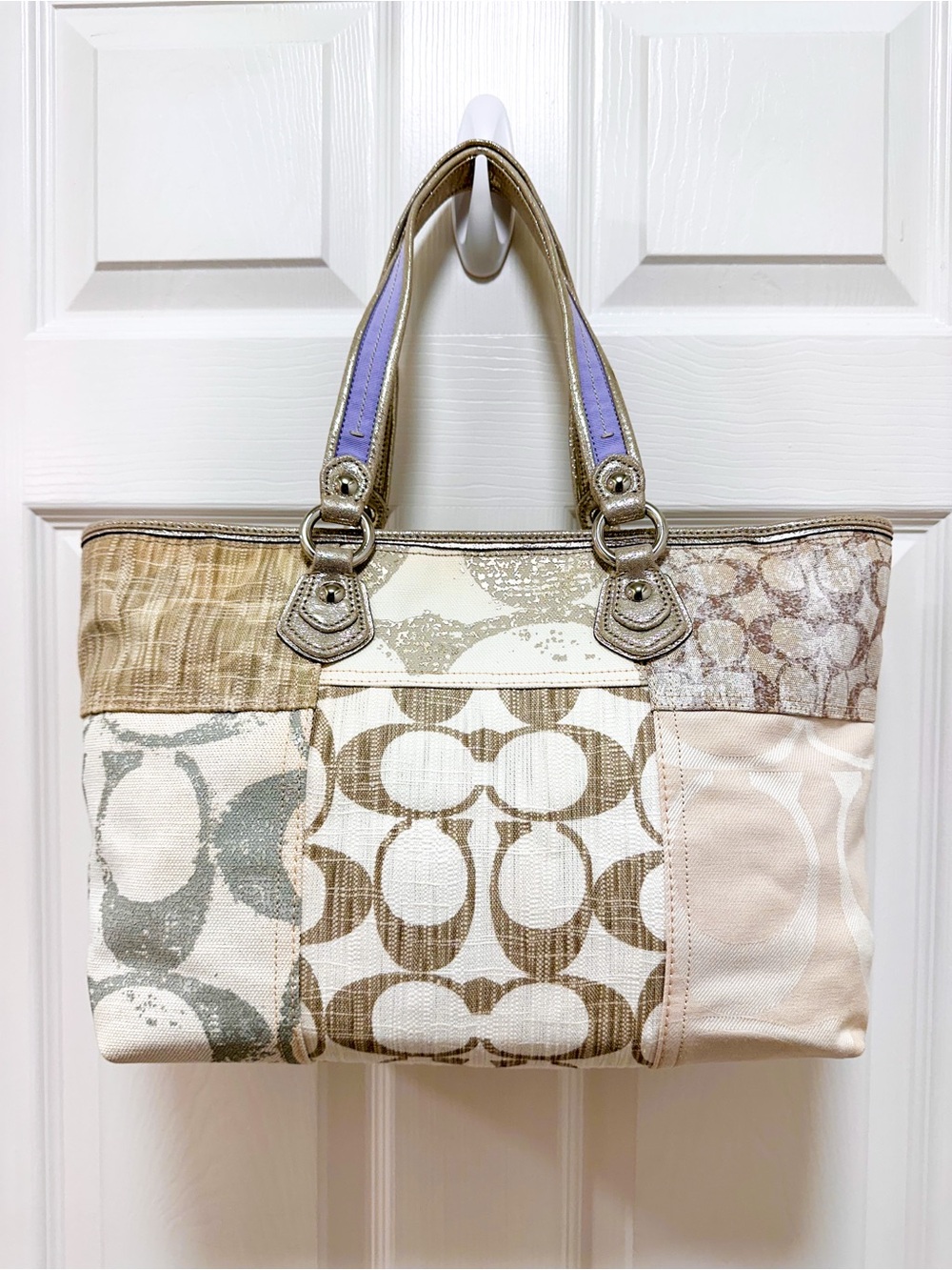 Coach Poppy Patchwork Glam Tote Signature Canvas - Picture 5 of 17